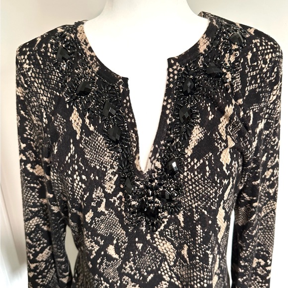 INC Black and Cream Sweater Tunic Animal Print NWT - Picture 4 of 8